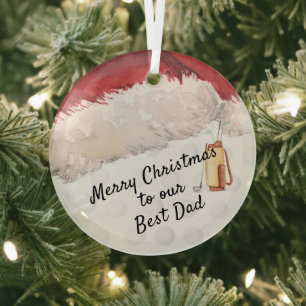 Ornement En Verre Meilleur papa Golf Clubs de Noël Santa Hat