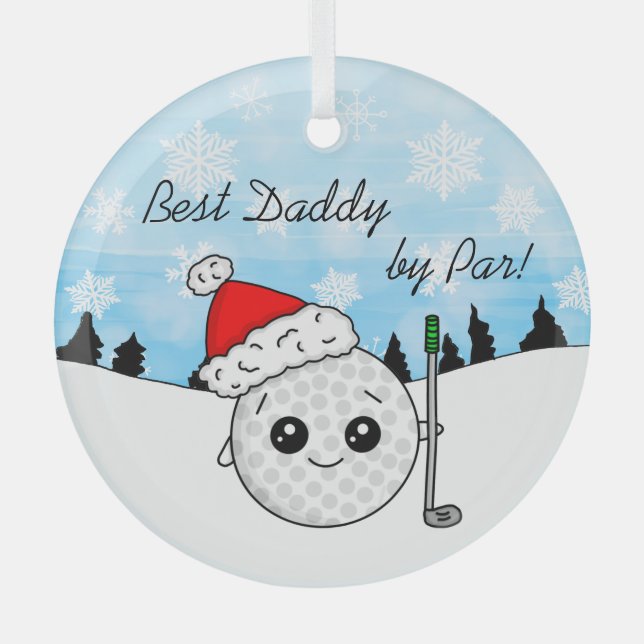 Ornement En Verre Meilleur papa par Par | Funny Golf Pun Noël (Recto)