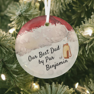 Ornement En Verre Meilleur papa par ParChristmas Golf Clubs Santa Ha
