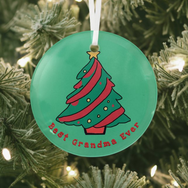 Ornement En Verre Meilleure grand-mère | Arbre de Noël vert (Insitu)