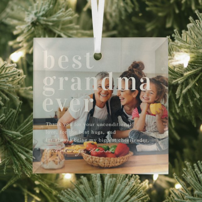 Ornement En Verre Meilleure grand-mère | Devis et cadeau photo (Insitu)