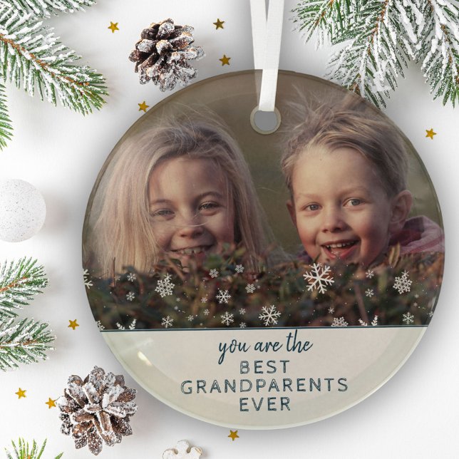 Ornement En Verre Meilleurs grands-parents Snowflakes Keepsaké Photo (Créateur téléchargé)