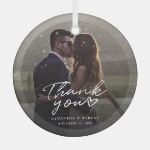 Ornement En Verre Merci pour la photo de mariage écrite à la main No