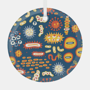 Ornement En Verre Microorganismes Bleu foncé : Motif de biologie