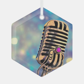 Ornement En Verre Microphone rétro peint vintage 7