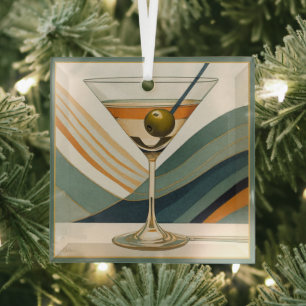 Ornement En Verre Mid Century Modern Martini Cocktail Heure