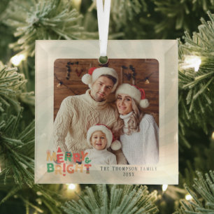 Ornement En Verre mignon rétro amis famille fête