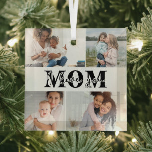 Ornement En Verre Mignonne JE T'AIME MOM Fête des Mères Photo