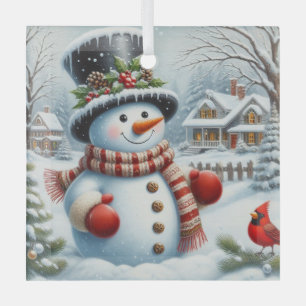 Ornement En Verre Mignonne, Vintage/Whimsical bonhomme de neige de N