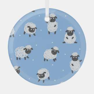 Ornement En Verre Mignons moutons blancs : agneaux vintages.