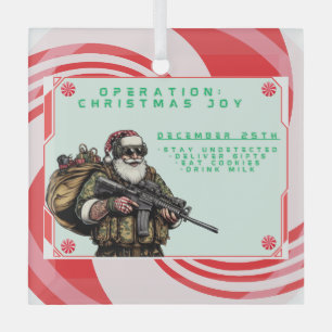 Ornement En Verre Militaire amusant/Père Noël de Noël