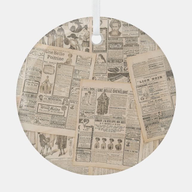 Ornement En Verre Mode antique : Pages publicitaires de journaux (Recto)