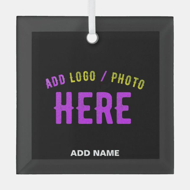 ORNEMENT EN VERRE MODERNE ET MODERNE PERSONNALISABLE NOIR VÉRIFIÉ (Recto)