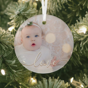 Ornement En Verre Mon bébé photo personnalisée