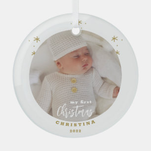 Ornement En Verre Mon Premier Noël Bébé élégant Photo
