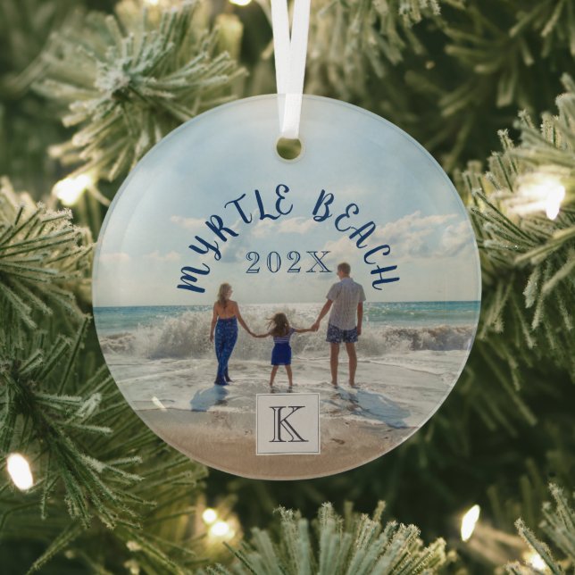 Ornement En Verre Monogramme Myrtle Beach Changement à Any Beach Sou (Insitu)