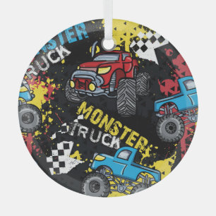 Ornement En Verre Monster Car : Abstrait Motif enfant