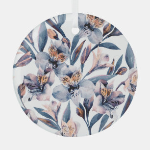 Ornement En Verre Moody Alstroemeria : Motif des fleurs d'aquarelle