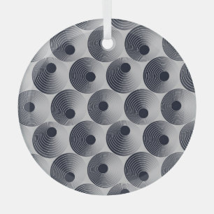 Ornement En Verre Mosaïque argent-noir : texture des anneaux concent