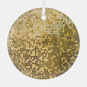 Ornement En Verre Mosaïque d'or : Carreaux Carrés Texture.