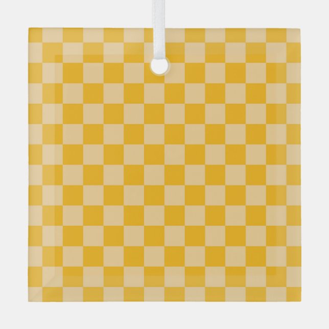Ornement En Verre Motif à carreaux crème d'agrumes (Recto)