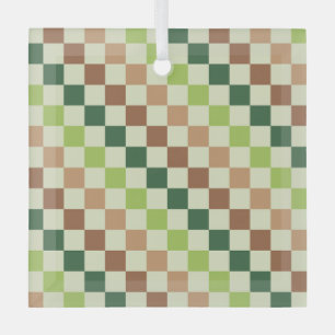 Ornement En Verre Motif à carreaux diagonaux en arc-en-ciel terreux
