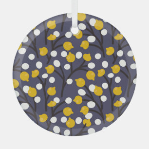 Ornement En Verre motif botanique vintage floral délicat.