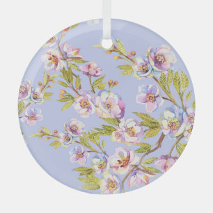 Ornement En Verre Motif d'aquarelle Flower Pomme Cherry