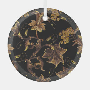 Ornement En Verre Motif de broderie florale dorée de la Renaissance