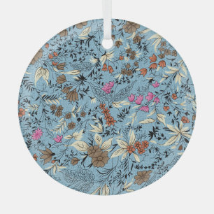Ornement En Verre motif de fleurs vintage, arrière - plan bleu.