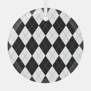 Ornement En Verre Motif de Jacquard géométrique noir blanc