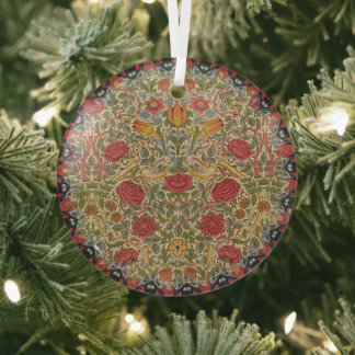 Ornement En Verre Motif de rose vintage de William Morris