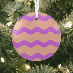 Ornement En Verre Motif des vagues rose et violet