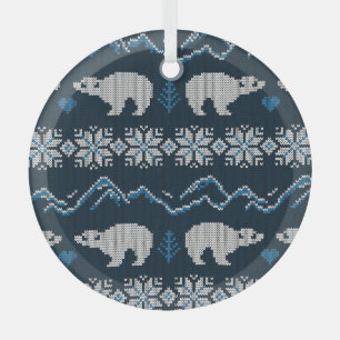 Ornement En Verre Motif d'hiver nue aux ours polaires