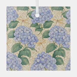 Ornement En Verre Motif d'hortensia Art Nouveau avec libellules