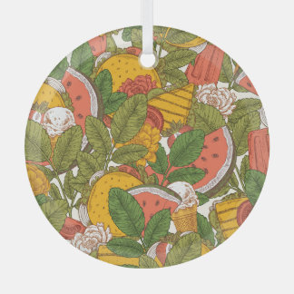 Ornement En Verre Motif d'illustration Vintage de nourriture d'été