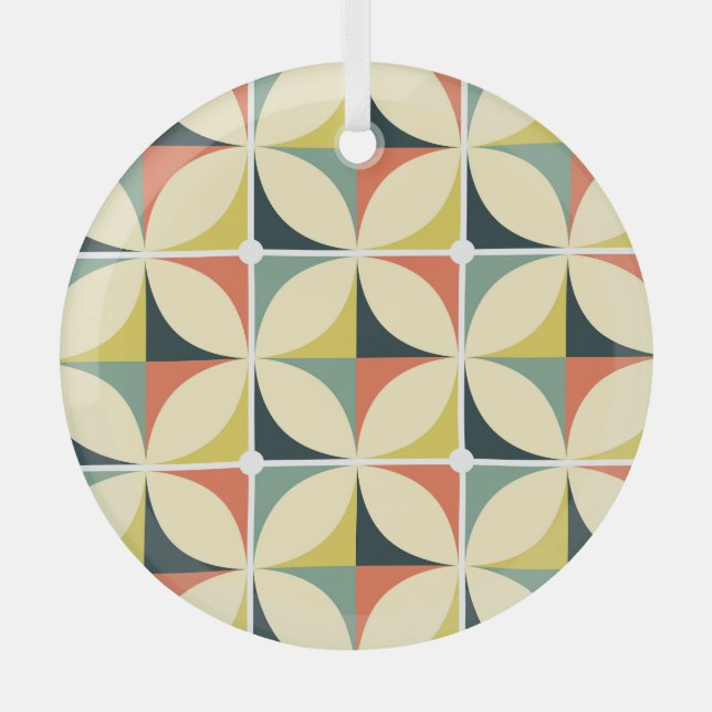 Ornement En Verre Motif géométrique des années 70 rétro. (Recto)