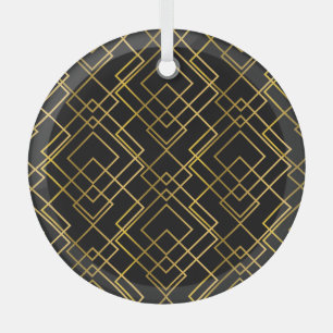 Ornement En Verre Motif géométrique doré en losange, sans couture.