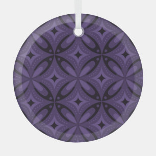 Ornement En Verre Motif Rétro de Couleur Violet Foncé