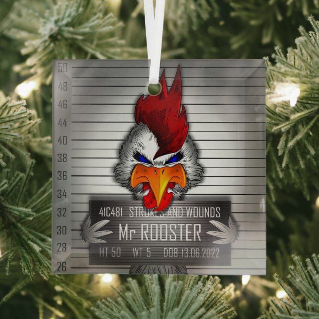 Ornement En Verre Mr Rooster Glass Ornament (Insitu)
