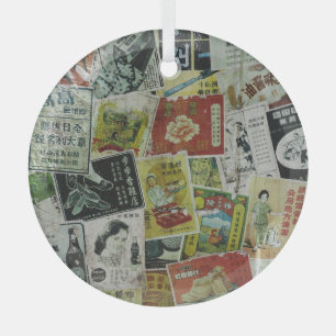 Ornement En Verre Mur publicitaire vintage de Hong Kong.