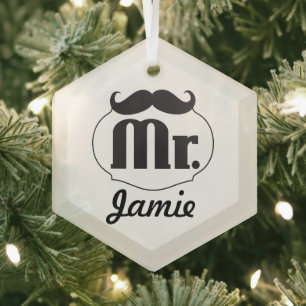 Ornement En Verre Mustache M. Hipster Vintage Retro