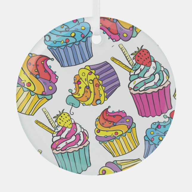 Ornement En Verre Neon Cakes : Pop Art Motif. (Recto)