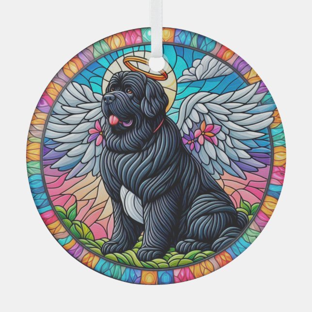 Ornement En Verre Newfie Angel Coloré Style Verre (Recto)