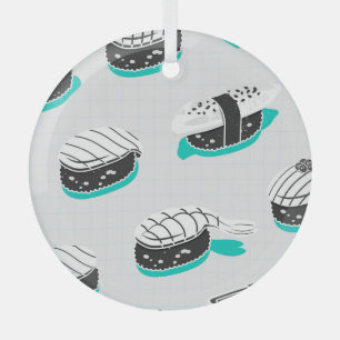 Ornement En Verre Nigiri sushi, motif vintage néon.
