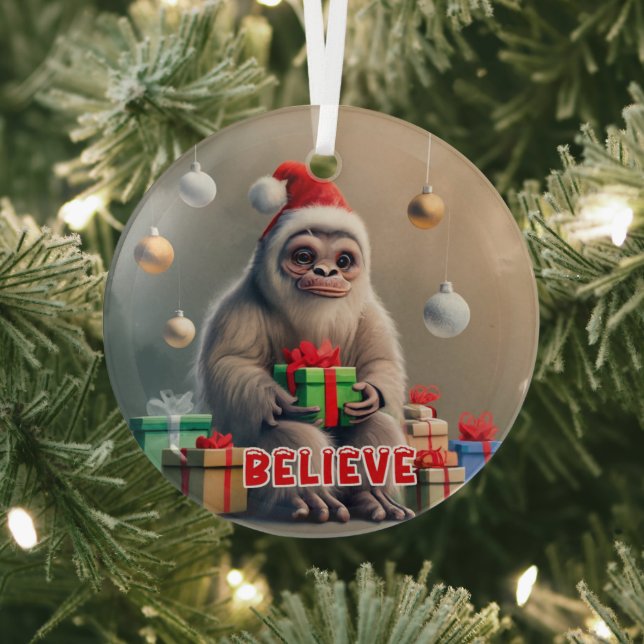 Ornement En Verre Noël Croyez le Sasquatch Bigfoot (Insitu)