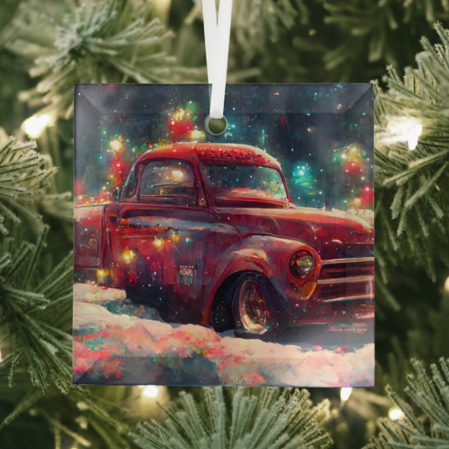 Ornement En Verre Noël du camion rouge (Insitu)