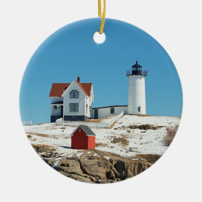 Ornement En Verre Noël du phare de Nubble (Devant)