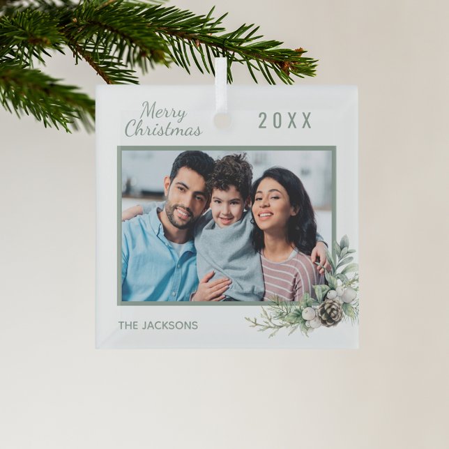Ornement En Verre Noël famille photo cone pin (Créateur téléchargé)