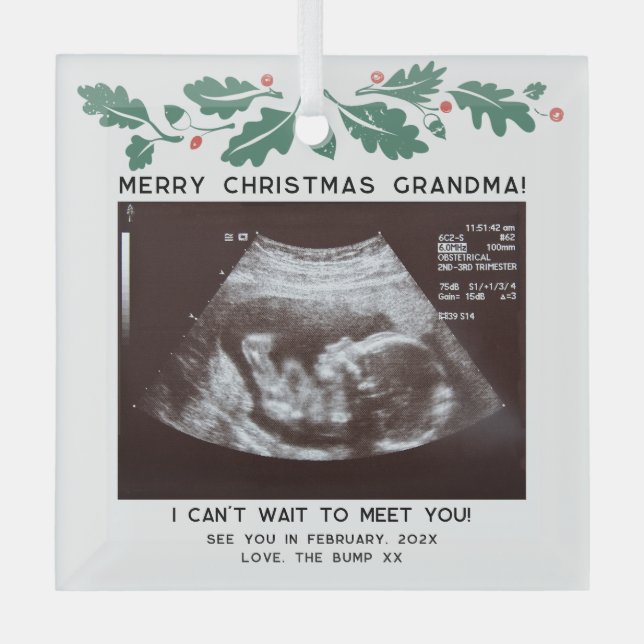 Ornement En Verre Noël Futur Grand-mère Baby Sonogram Keepsaké (Recto)